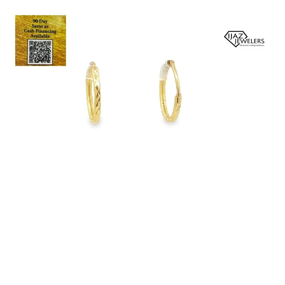 10K Diamond Cut Hoop Earrings - Picture 4 of 5